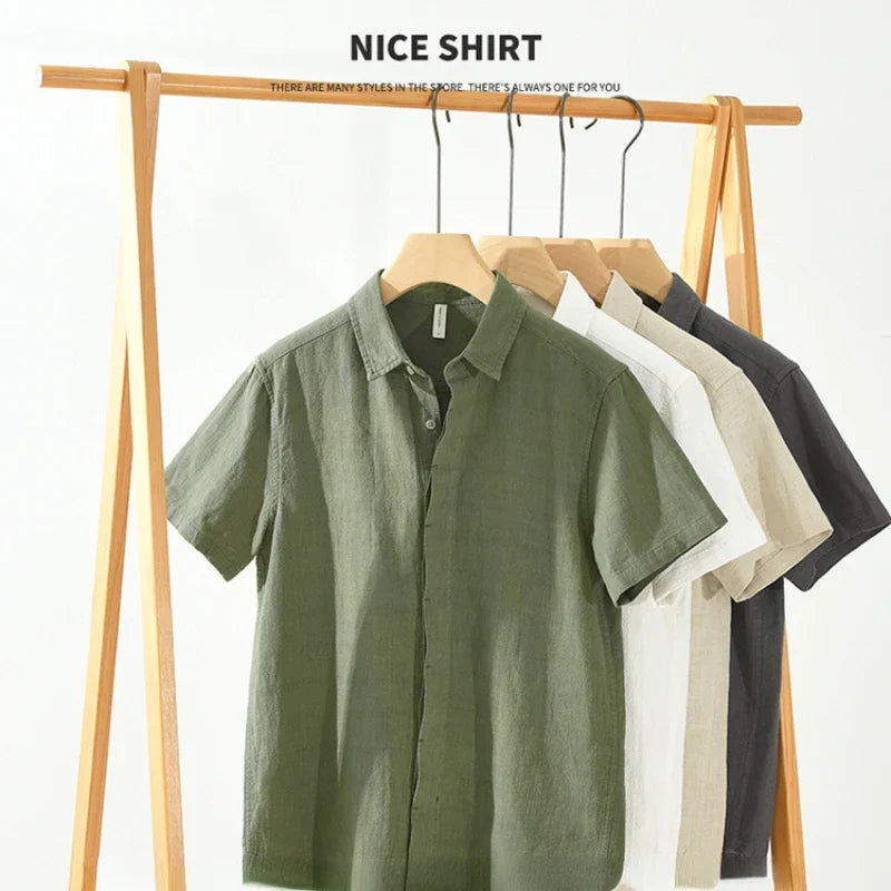 VINTAGE LINEN COTTON CASUAL SHIRT