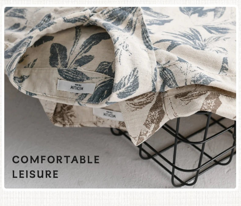 PRINTED LINEN COTTON SUMMER SHIRT