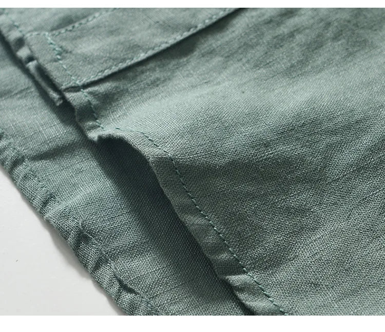 PURE LINEN SLIM CARGO SHIRT