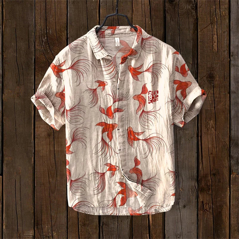 3D FLORAL HAWAIIAN SHORT-SLEEVE SHIRT