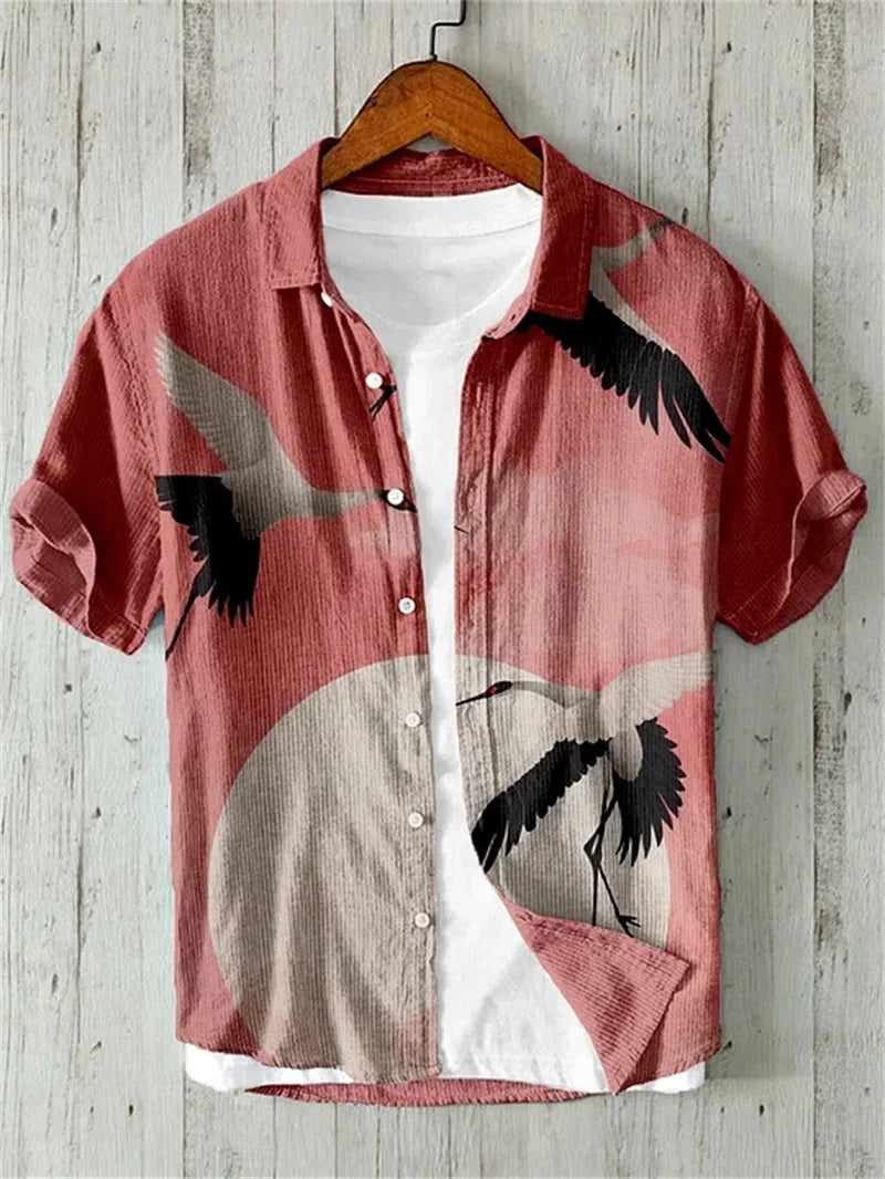 3D FLORAL HAWAIIAN SHORT-SLEEVE SHIRT