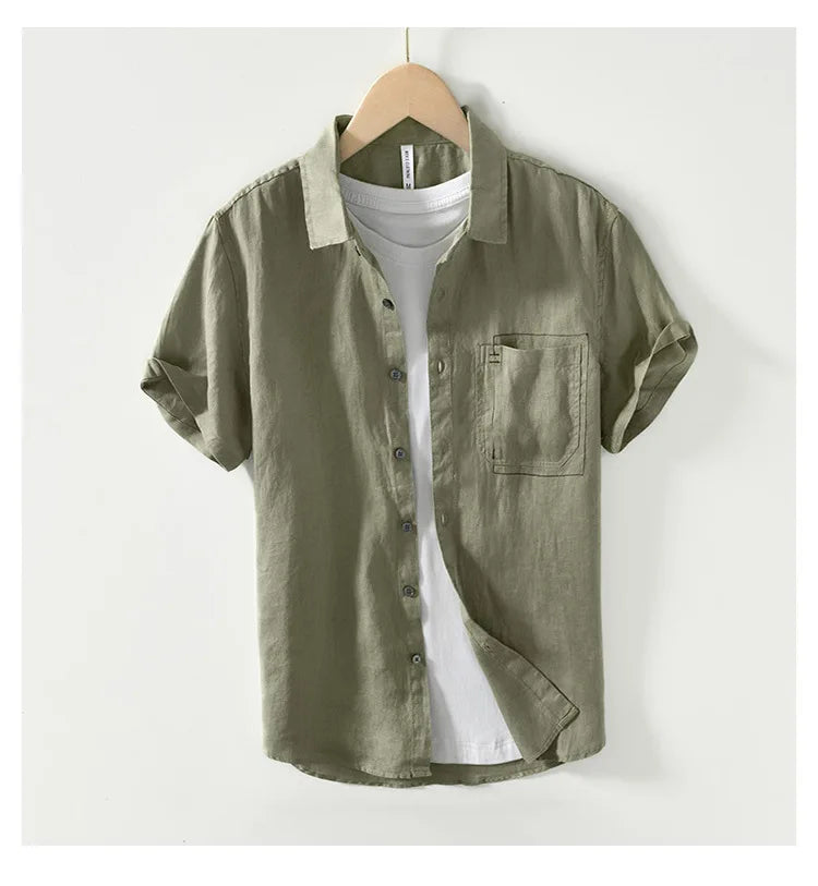 PURE LINEN SLIM CARGO SHIRT