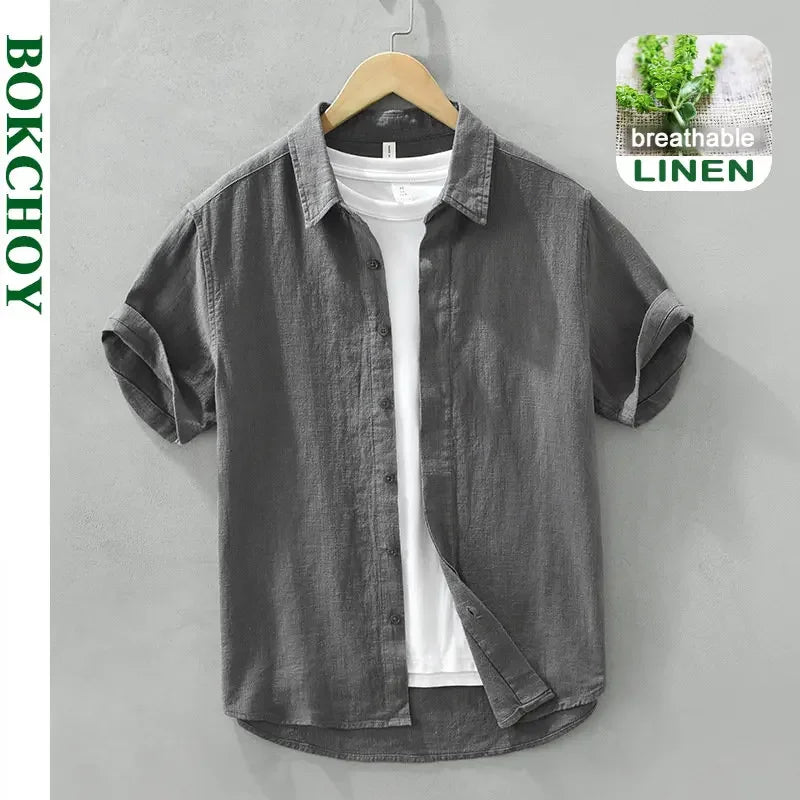VINTAGE LINEN COTTON CASUAL SHIRT