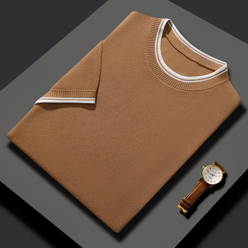 MULBERRY SILK CONTRAST KNIT TEE
