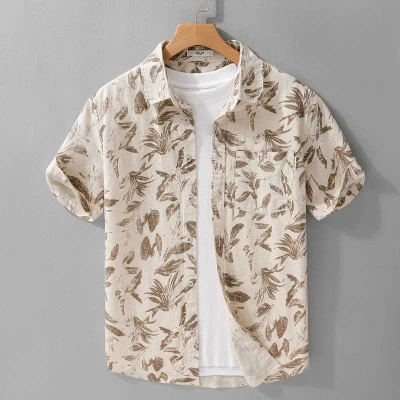 PRINTED LINEN COTTON SUMMER SHIRT