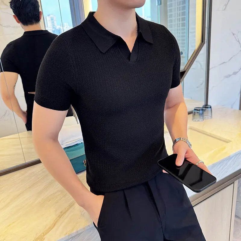SLIM FIT JACQUARD POLO SWEATER