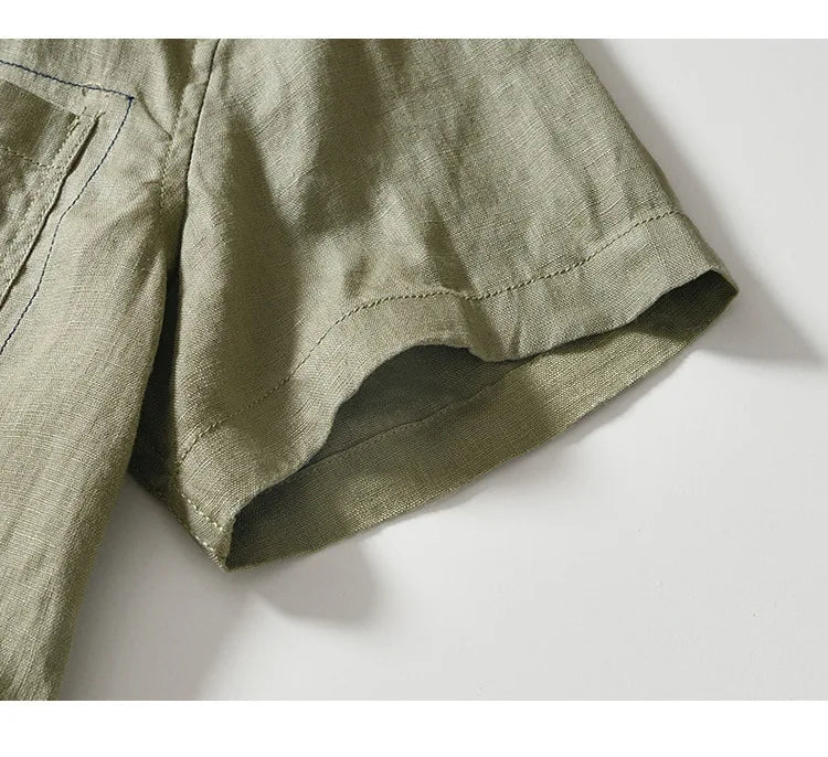 PURE LINEN SLIM CARGO SHIRT