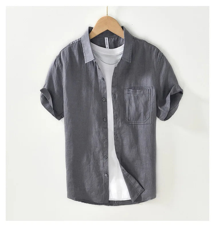 PURE LINEN SLIM CARGO SHIRT