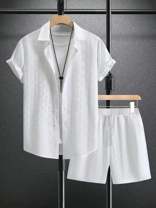 JACQUARD LAPEL TWO-PIECE SET