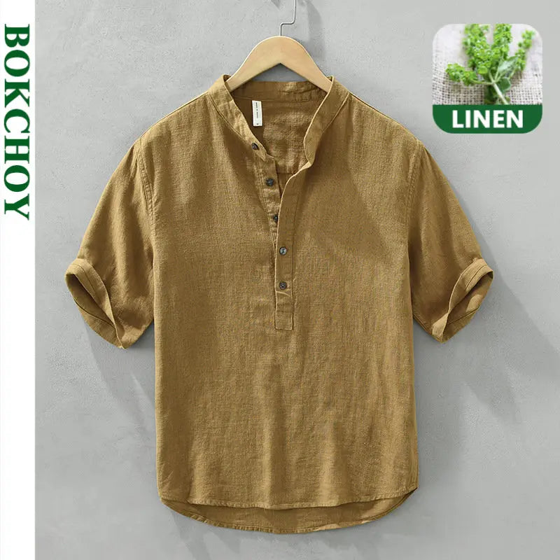 VINTAGE LINEN COTTON PULLOVER SHIRT
