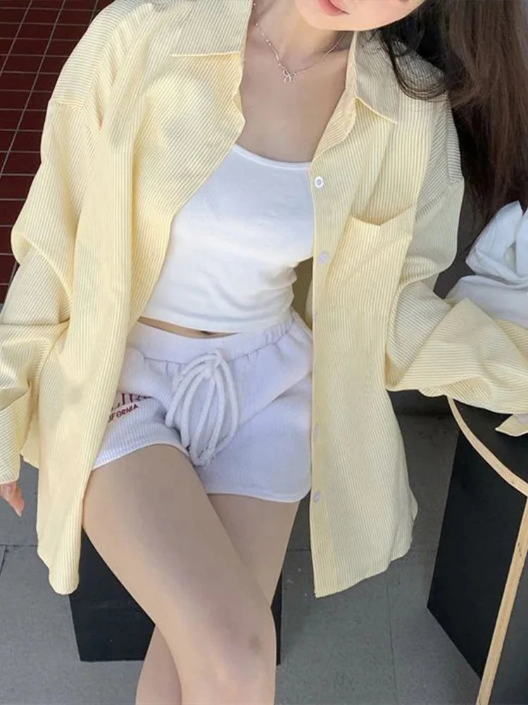 YELLOW STRIPED LOOSE VINTAGE SHIRT