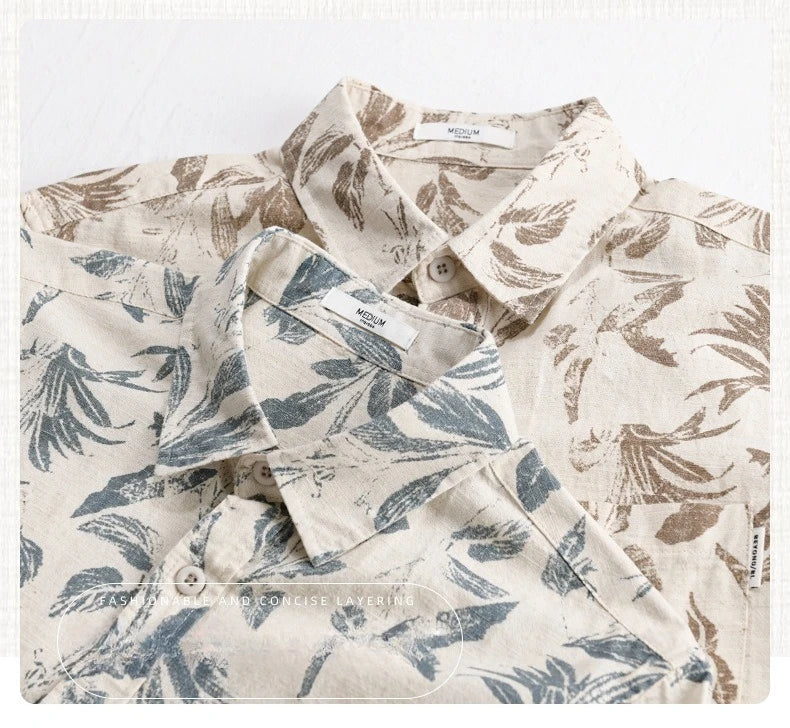 PRINTED LINEN COTTON SUMMER SHIRT