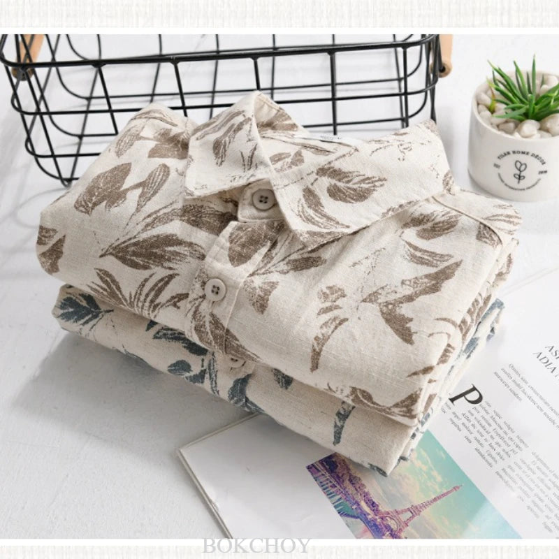 PRINTED LINEN COTTON SUMMER SHIRT