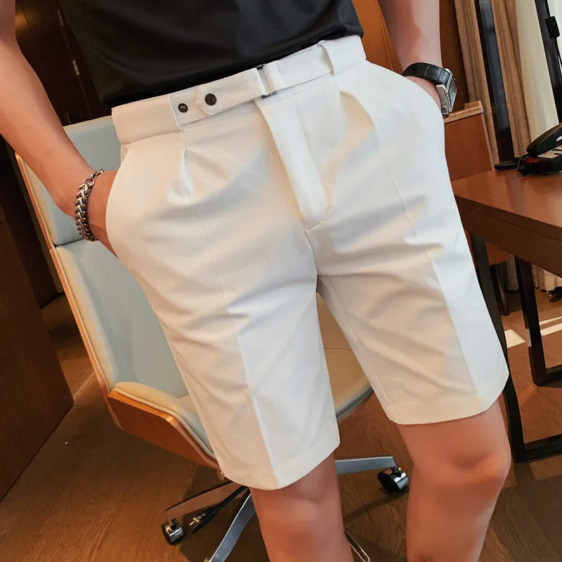 BRITISH STYLE SLIM FIT SUIT SHORTS