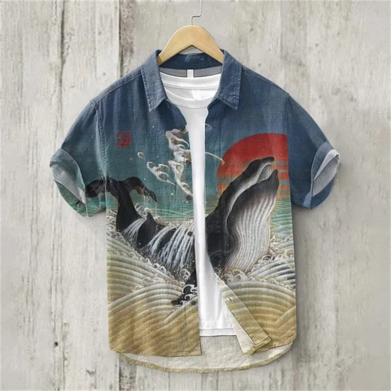 3D FLORAL HAWAIIAN SHORT-SLEEVE SHIRT