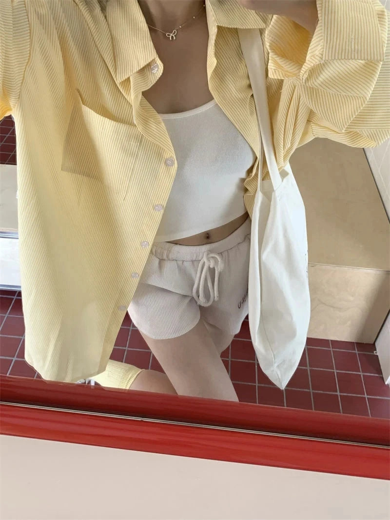 YELLOW STRIPED LOOSE VINTAGE SHIRT