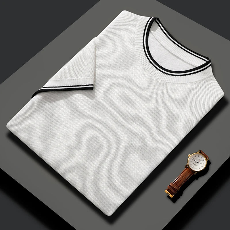 MULBERRY SILK CONTRAST KNIT TEE