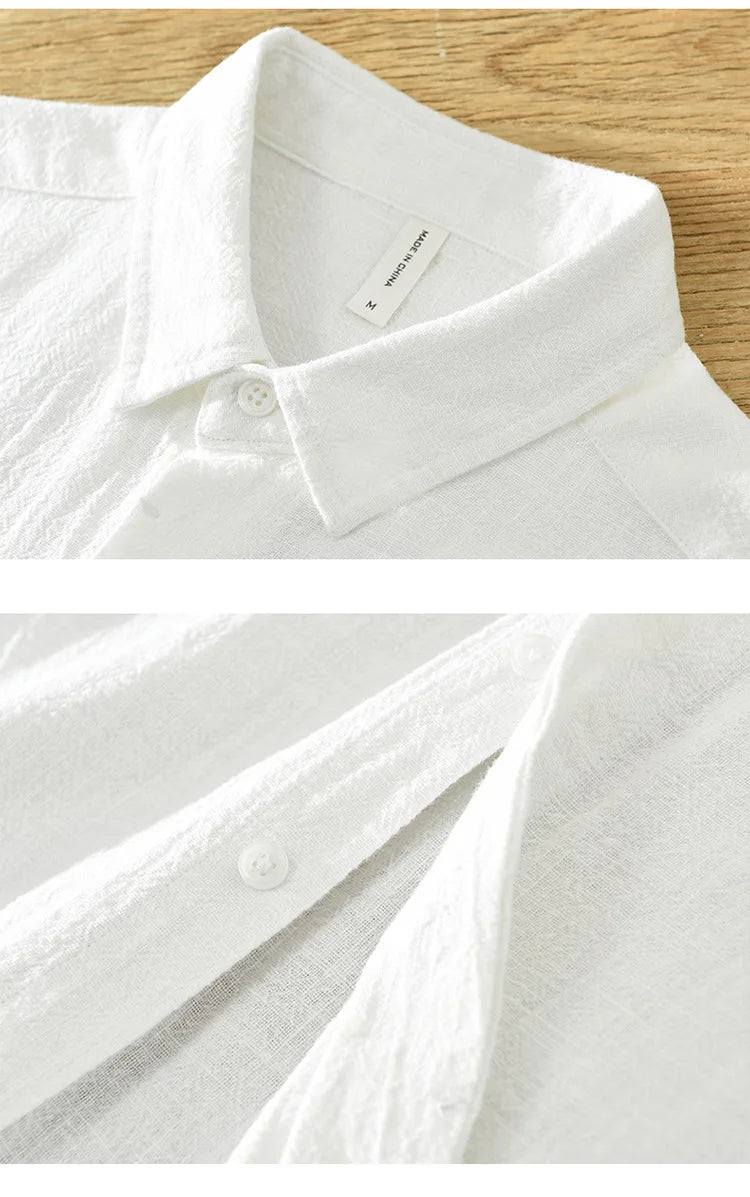 VINTAGE LINEN COTTON CASUAL SHIRT