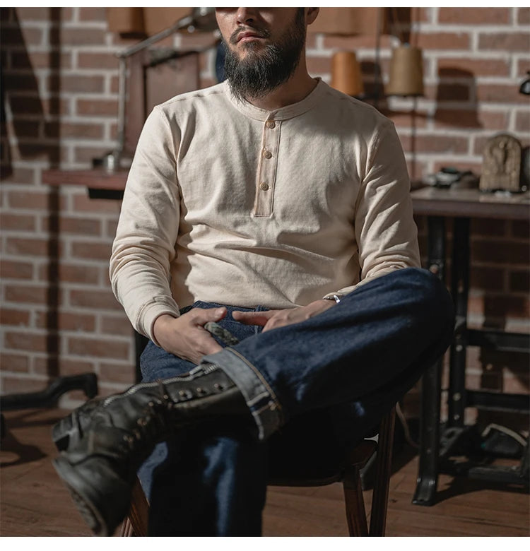 HEAVYWEIGHT LONG-SLEEVE HENLEY SHIRT