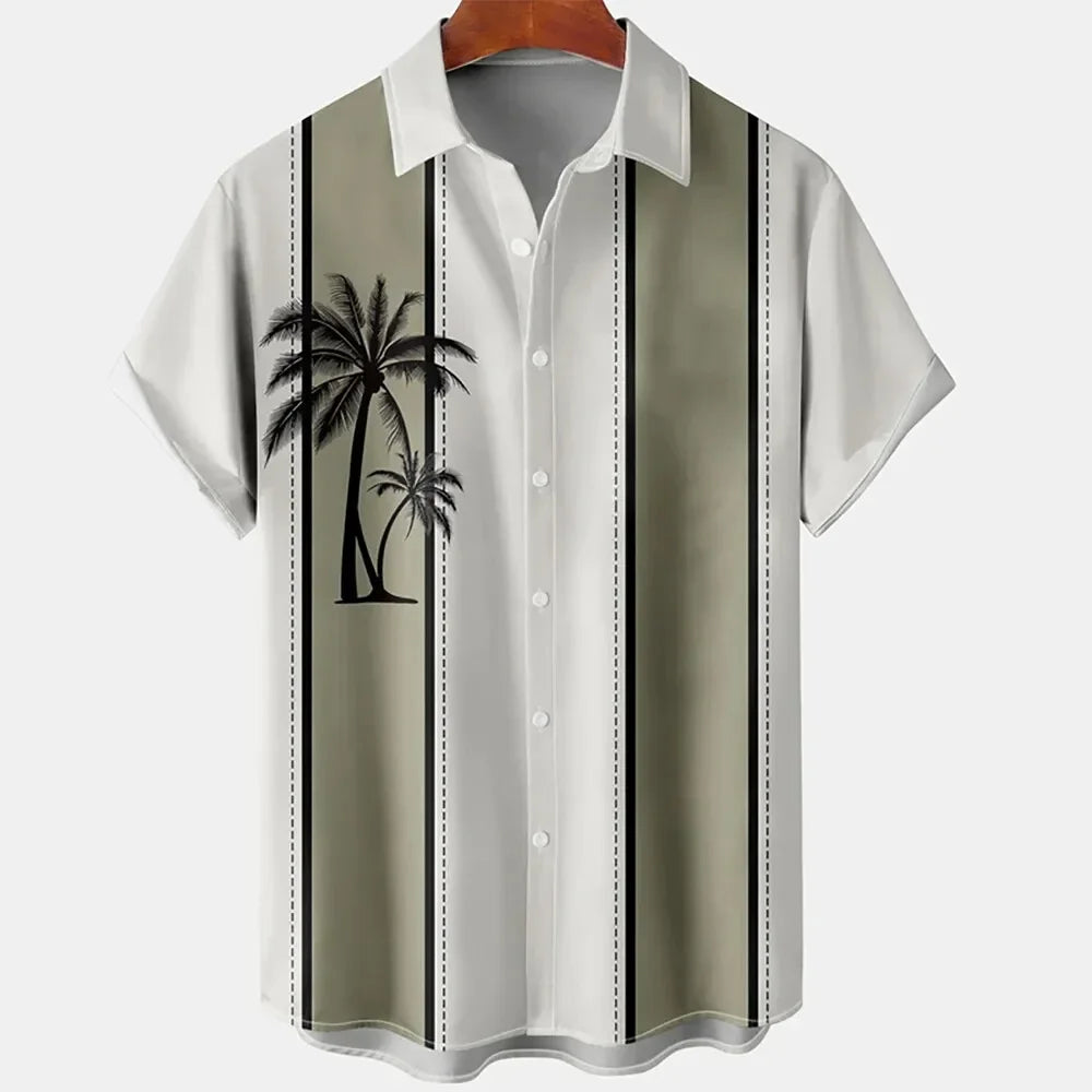 HAWAIIAN COCONUT TREE PRINT SHIRT