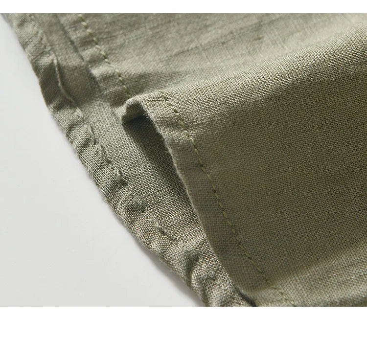 PURE LINEN SLIM CARGO SHIRT