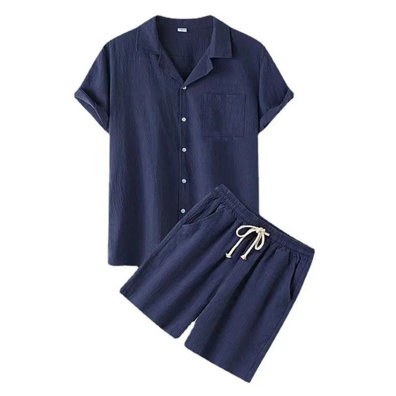 COTTON LINEN SHORT-SLEEVE SUMMER SET