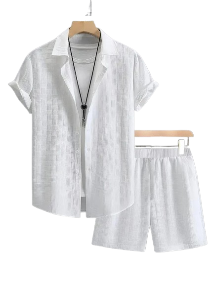 JACQUARD LAPEL TWO-PIECE SET